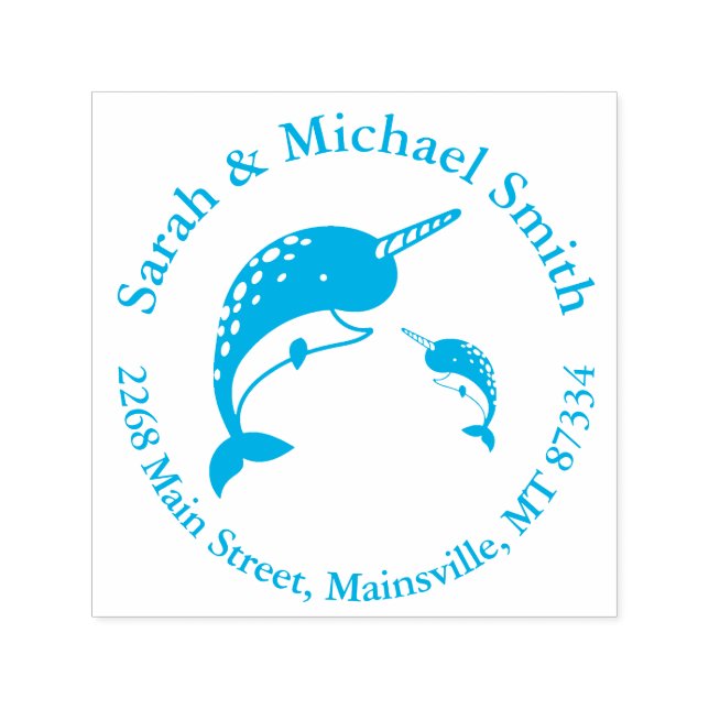 Narwhal Baby Shower Yellow Gender Neutral Whale Self-inking Stamp (Design)