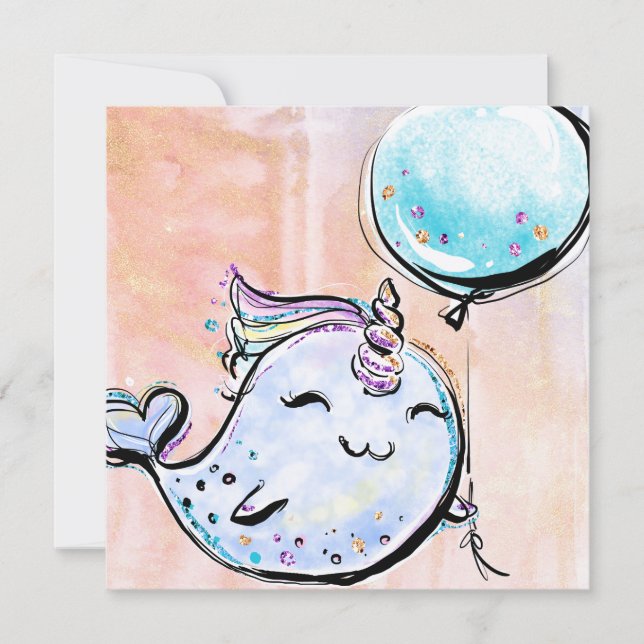 Narwhal Birthday Invitation (Front)