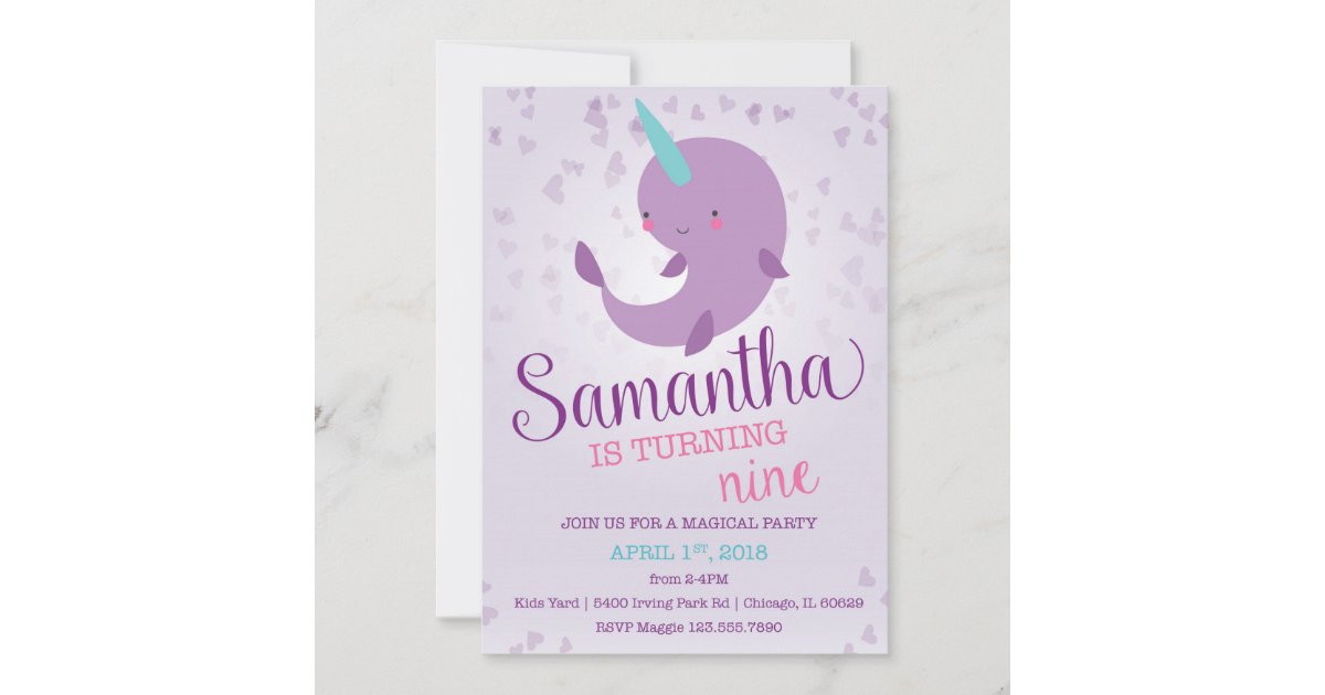 Narwhal Birthday Invitation | Zazzle