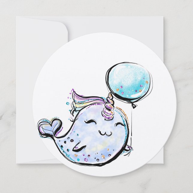 Narwhal Birthday Invitation (Front)