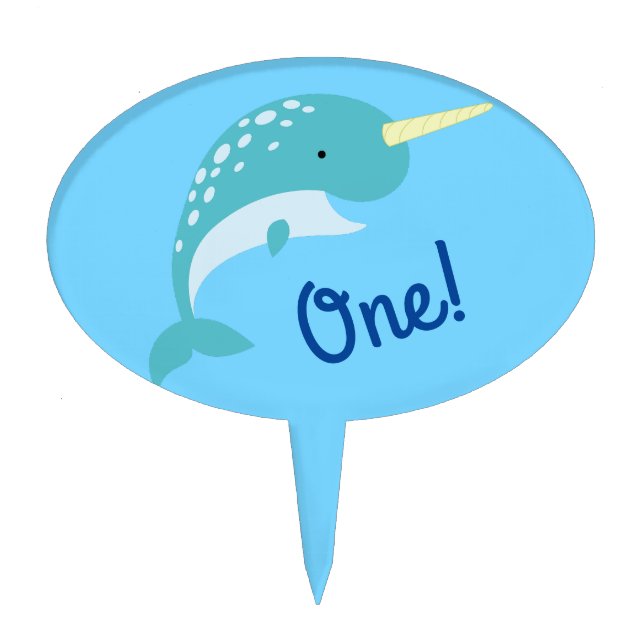 Narwhal Birthday Party Cake Topper (Front)