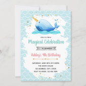 Narwhal birthday party invitation | Zazzle