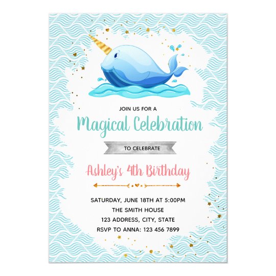 Narwhal birthday party invitation | Zazzle.com