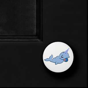Narwhal Blue Adorable Baby Kawaii Ocean Room Ceramic Knob