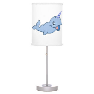 Narwhal Blue Adorable Baby Kawaii Ocean Room Table Lamp