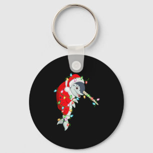 Narwhal Christmas Lights Santa Costume Cute Animal Keychain