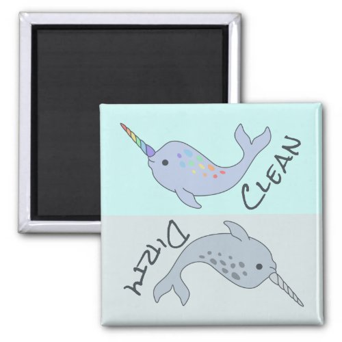 Narwhal Clean Dirty Dishwasher Magnet