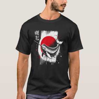Narwhal. Cool Sumi-e Animal Sunset. T-Shirt