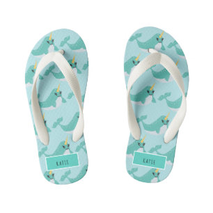 Narwhal Cute Arctic Whale Kid's Flip Flops
