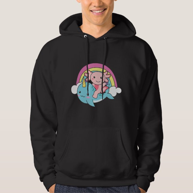 Narwhal Cute Axolotl Ocean Unicorn Kawaii Narwhals Hoodie (Front)