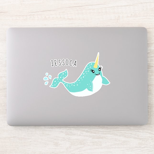 Narwhal Cute Sea Unicorn Cartoon Sticker (Computer)
