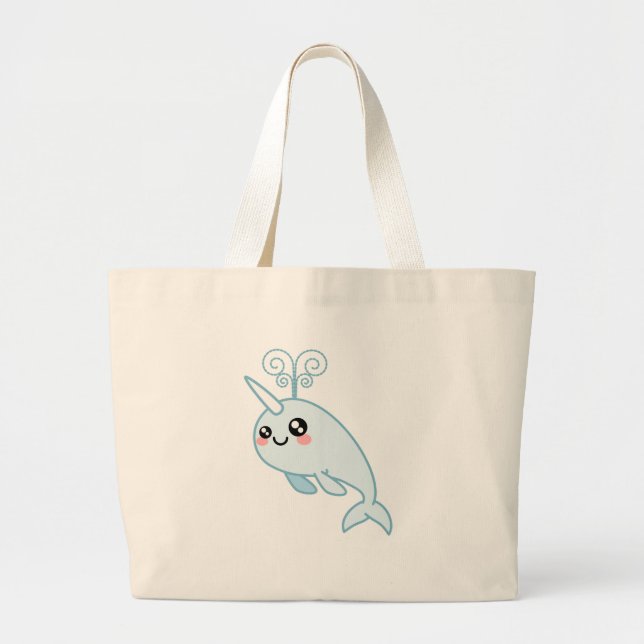 Narwhal Cutie Large Tote Bag (Front)