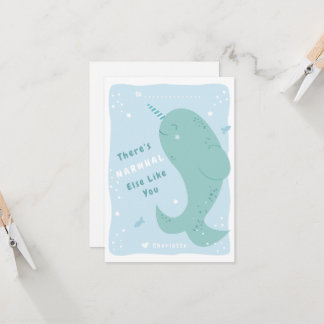 Narwhal Else Classroom Valentine Card