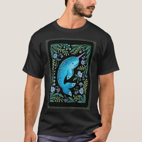 Narwhal Folk Art  T_Shirt