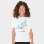 Narwhal Girl Birthday Add Name Personalized White T-Shirt<br><div class="desc">Narwhal Girl Birthday Add Name Personalized White T-Shirt
Girl Narwhal T-shirt. Cute and ADorable design. Easily Personalize by adding name
Perfect gift for birthday or any other occasion</div>