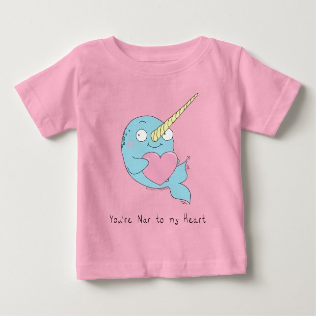 Narwhal Hugging a Heart Baby Kid's T-shirt (Front)