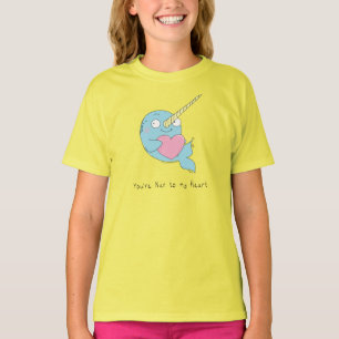 Narwhal Hugging a Heart Girl's Kid's T-shirt