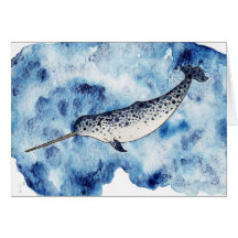 Narwhal in a splash of watercolour