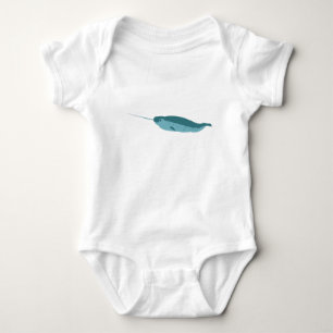 Narwhal in Blue Ocean Baby Bodysuit