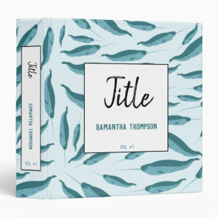 Narwhal in Blue Ocean Pattern 3 Ring Binder