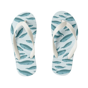 Narwhal in Blue Ocean Pattern Kid's Flip Flops