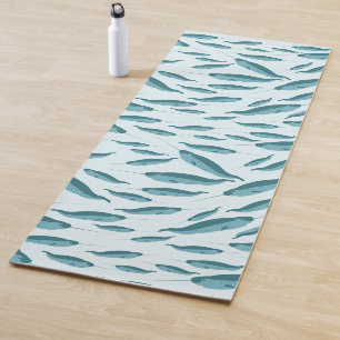 Narwhal in Blue Ocean Pattern Yoga Mat