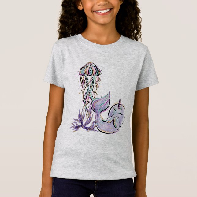 Narwhal In The Sea T-Shirt (Front)