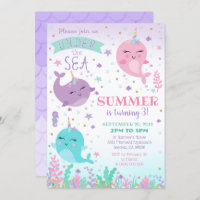 Narwhal Invitation Girl Under the Sea