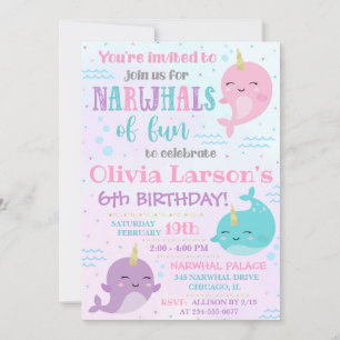 Narwhal Invitation Narwhal Birthday Invite
