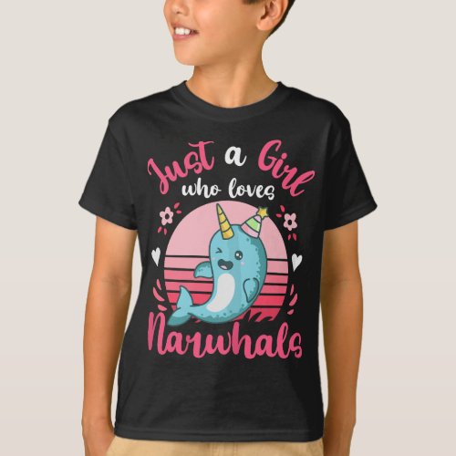Narwhal Just a Girl Who Loves Narwhals T_Shirt