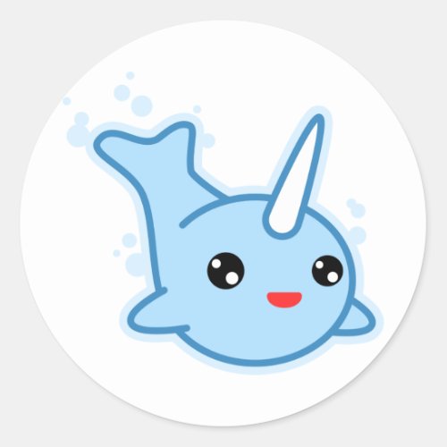 Narwhal Kawaii Classic Round Sticker