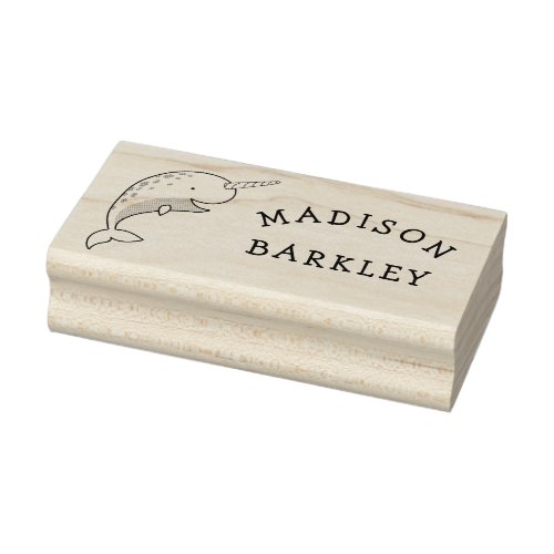Narwhal Kids Cute Whale Name Rubber Stamp