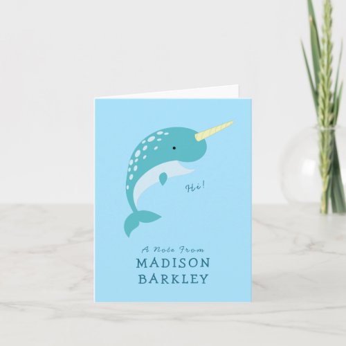 Narwhal Kids Cute Whale Stationary Cards
