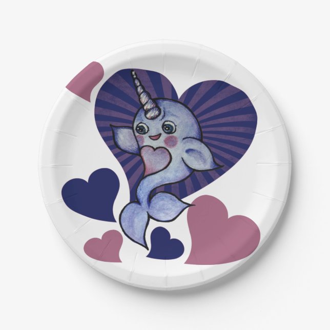 Narwhal love paper plates (Front)