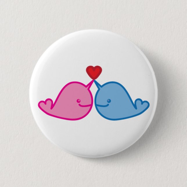 narwhal love pinback button (Front)