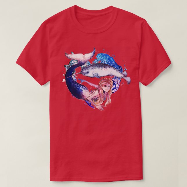 Narwhal Mermaid Tail Design T-Shirt (Design Front)