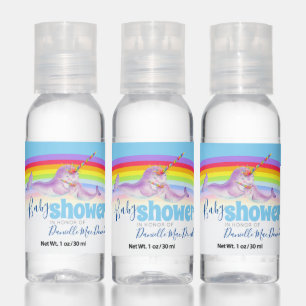 Narwhal mother baby watercolor rainbow baby shower hand sanitizer