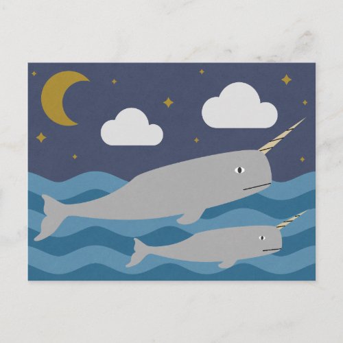 Narwhal Night Swim Postcard