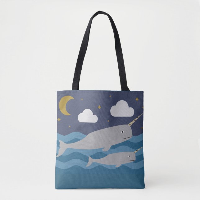 Narwhal Night Swim Tote Bag (Front)