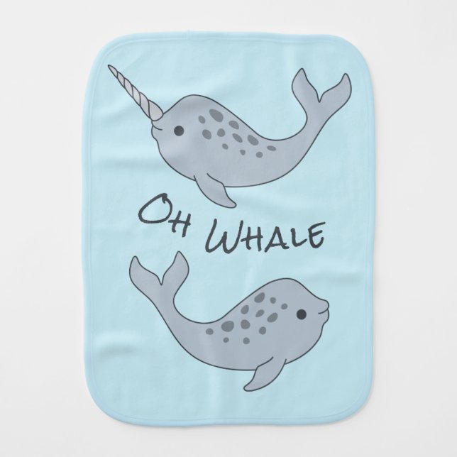 Narwhal Oh Whale Burp Cloth (Front)