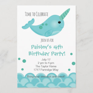 Narwhal Party Invitation