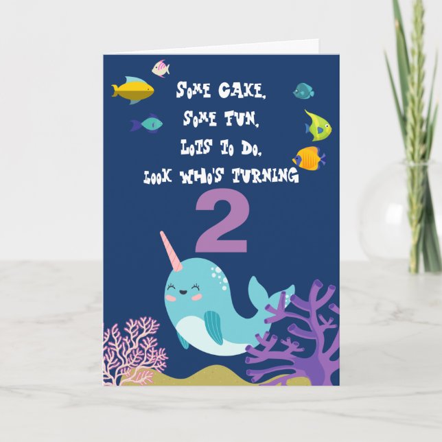 Narwhal Personalized Name Birthday Card (Front)
