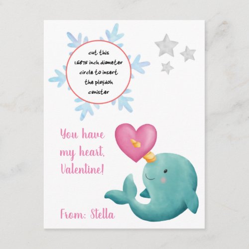 Narwhal play doh Valentine gift card