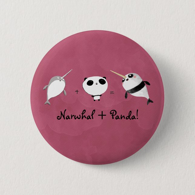 Narwhal plus Panda! Pinback Button (Front)