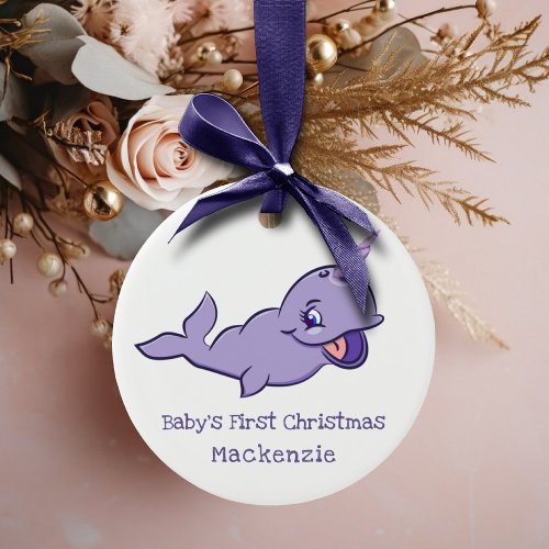 Narwhal Purple | Lavender Magical Sea Unicorn Ceramic Ornament