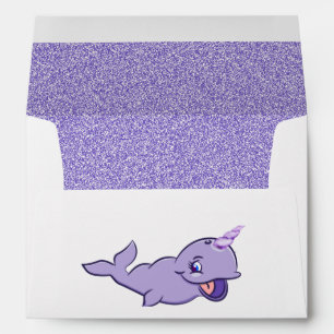 Narwhal Purple Lilac Magical Sea Unicorn Address Envelope