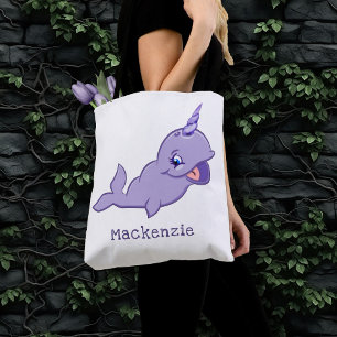Narwhal Purple Lilac Magical Sea Unicorn Diaper Tote Bag