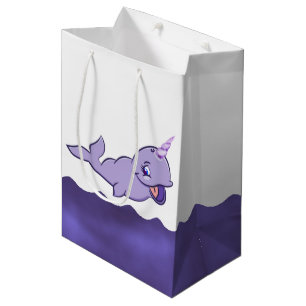 Narwhal Purple Lilac Magical Sea Unicorn Party Medium Gift Bag