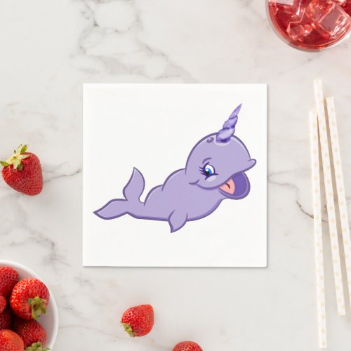 Narwhal Purple  Lilac Magical Sea Unicorn Party Napkins