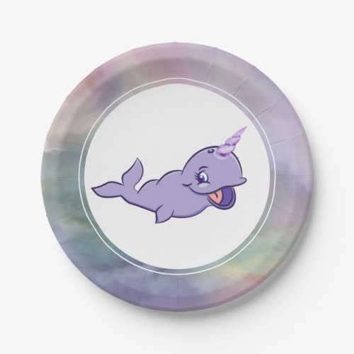 Narwhal Purple  Lilac Magical Sea Unicorn Party Paper Plates